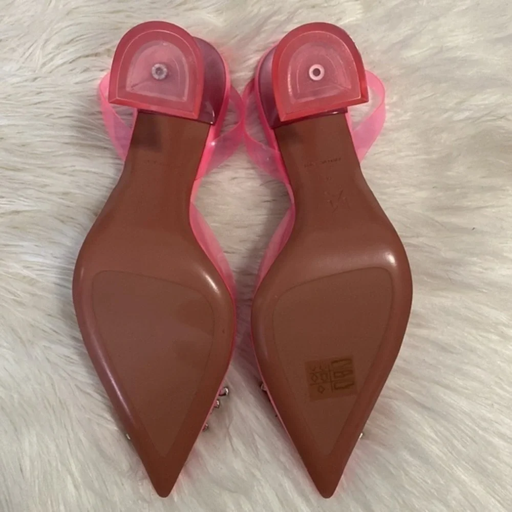 New Amina Muaddi Begum Glass pointed‎ toe slingback pump size 39EU
